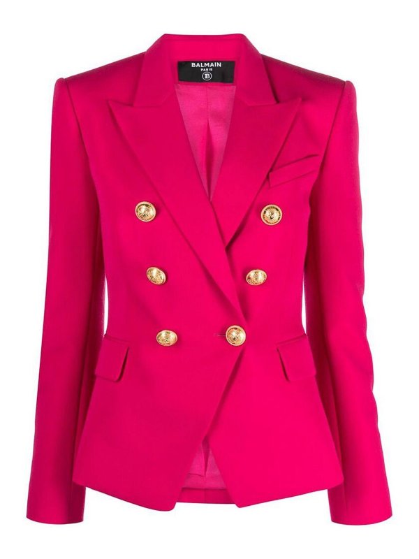 Balmain: giacche blazer - Blazer doppiopetto fucsia