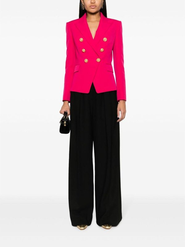 Balmain: giacche blazer online - Blazer doppiopetto fucsia