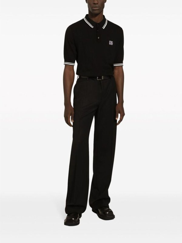 DOLCE & GABBANA: polo shirts online - Black Striped Logo Polo Shirt
