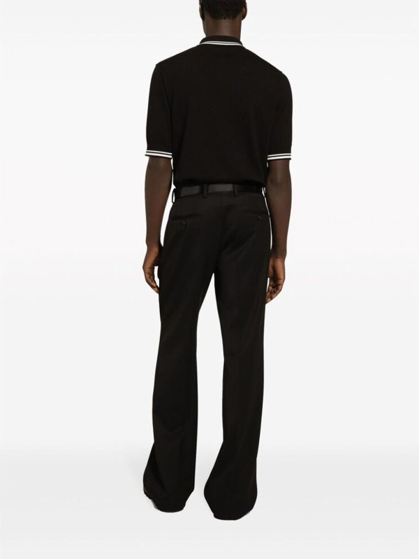 Black Striped Logo Polo Shirt shop online: DOLCE & GABBANA
