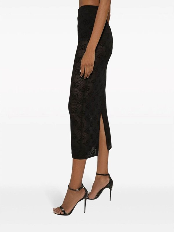 DOLCE & GABBANA: Knee length skirts & Midi online - Black Monogram Jacquard Knit skirt