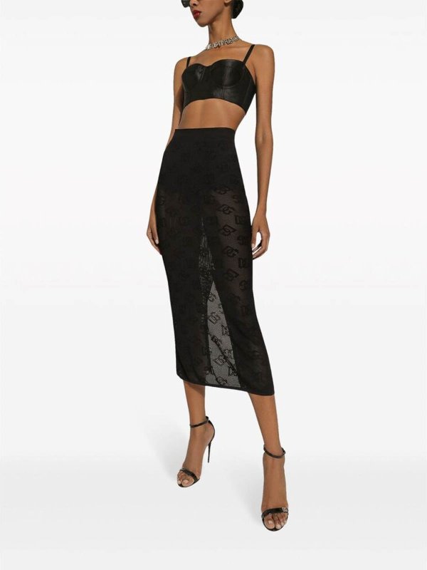 Black Monogram Jacquard Knit skirt shop online: DOLCE & GABBANA