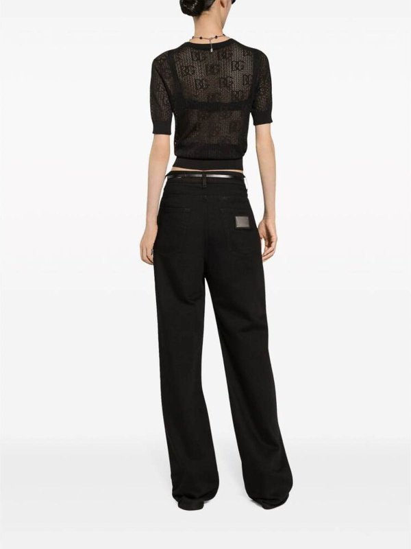 DOLCE & GABBANA: crew necks online - Jet black jacquard sweater