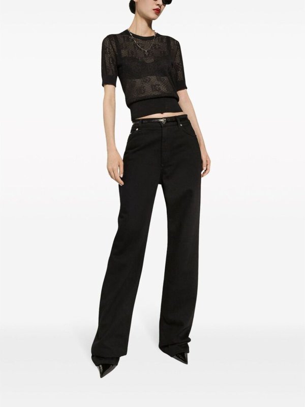 The Best Shops DOLCE & GABBANA: crew necks - Jet black jacquard sweater