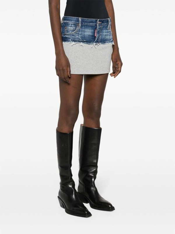 The Best Shops DSQUARED2: mini skirts - Distressed Applique Denim Skirt