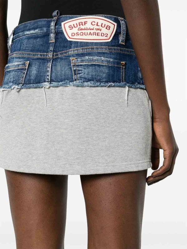 Distressed Applique Denim Skirt shop online: DSQUARED2
