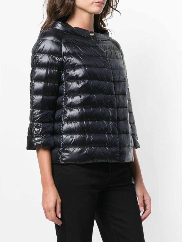 The Best Shops HERNO: padded jackets - Black Wide Boat Neck Jacket