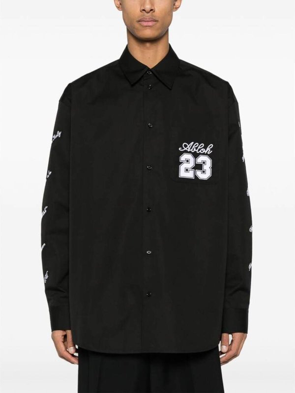 OFF-WHITE buy online Camicia ricamata in popeline nero
