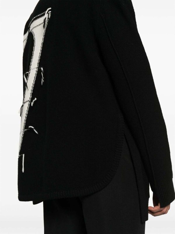 The Best Shops OFF-WHITE: cardigans - Black Chunky Knit Cardigan