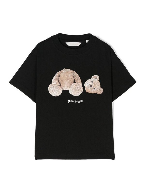 Palm Angels: t-shirts - Black Bear Motif t-shirt