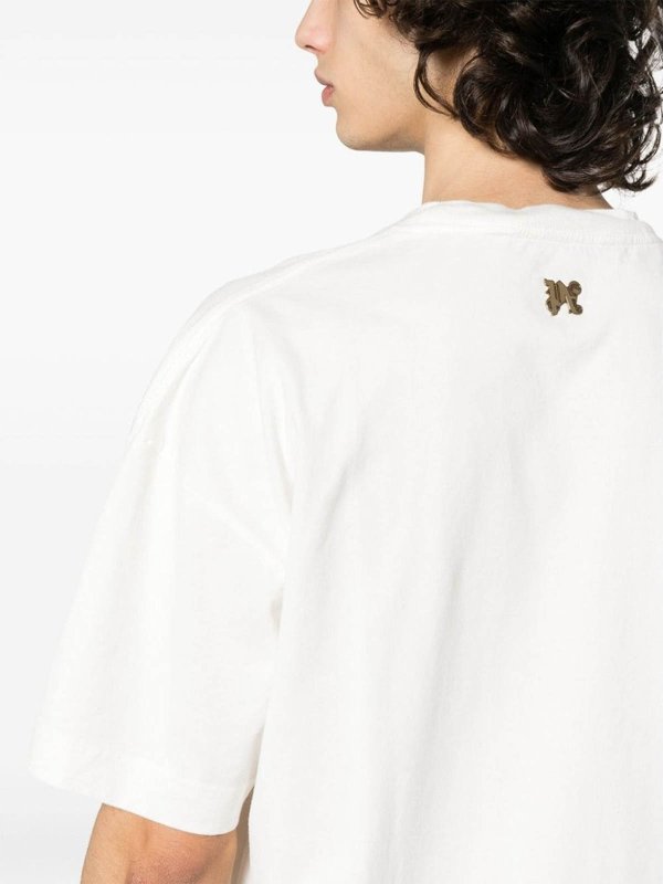 The Best Shops Palm Angels: t-shirts - White Logo Print t-shirt