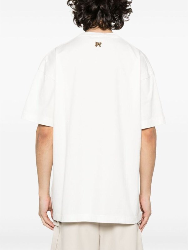 White Logo Print t-shirt shop online: Palm Angels
