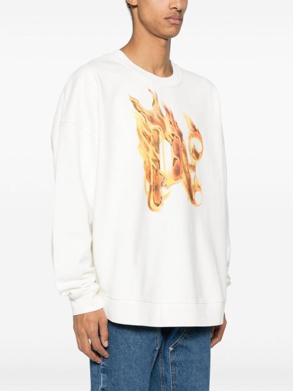 Palm Angels: Sweatshirts & Sweaters online - White Logo Print Hoodie