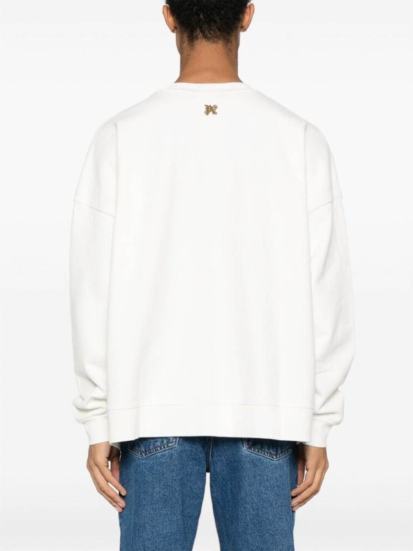 The Best Shops Palm Angels: Sweatshirts & Sweaters - White Logo Print Hoodie