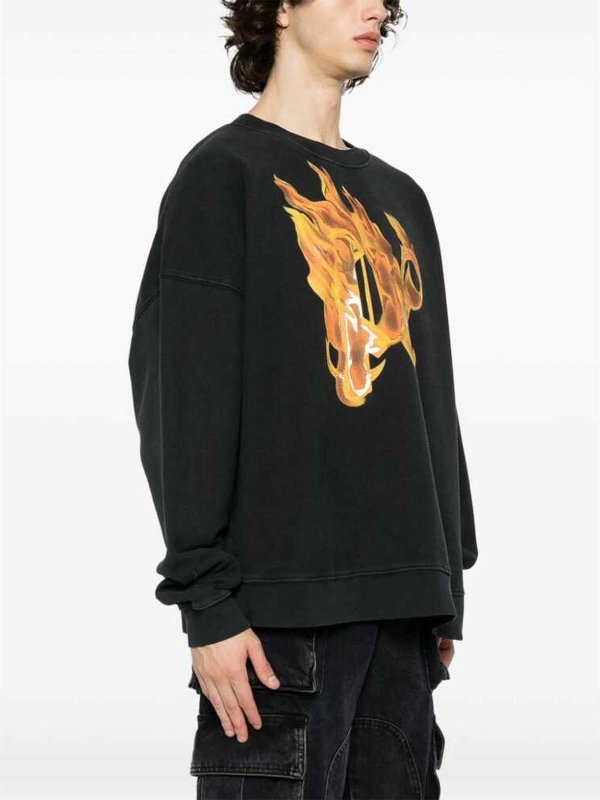 The Best Shops Palm Angels: Sweatshirts & Sweaters - Black Logo Print Hoodie