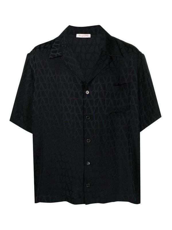 VALENTINO GARAVANI: camicie - Camicia con colletto cubano monogramma nero