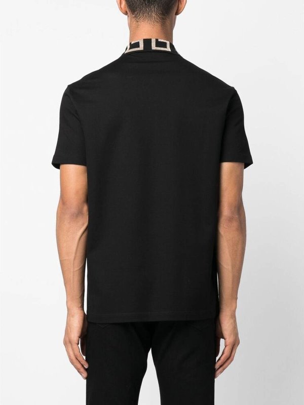 VERSACE: polo shirts online - Blackwhite Medusa greca polo shirt