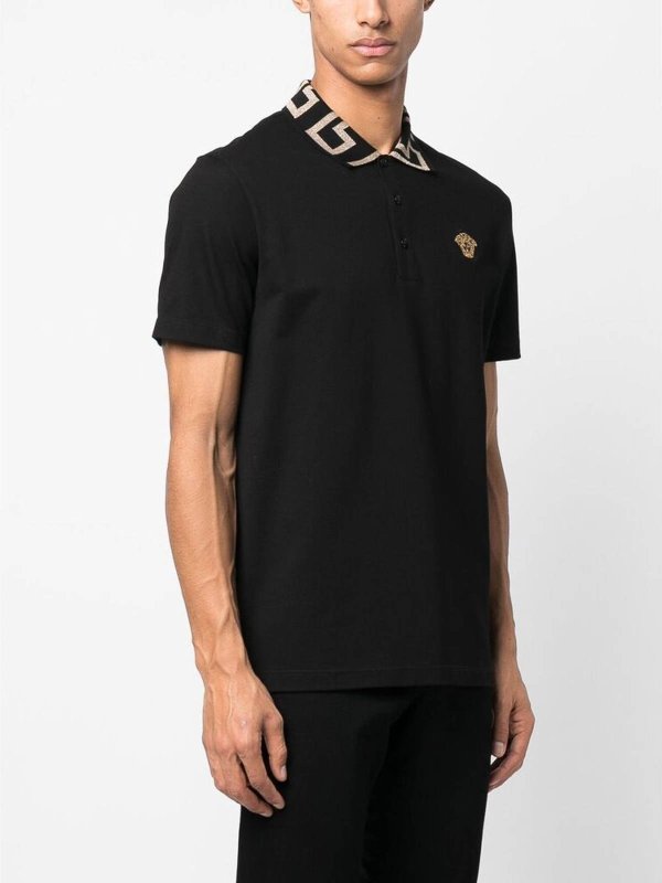 VERSACE buy online Blackwhite Medusa greca polo shirt