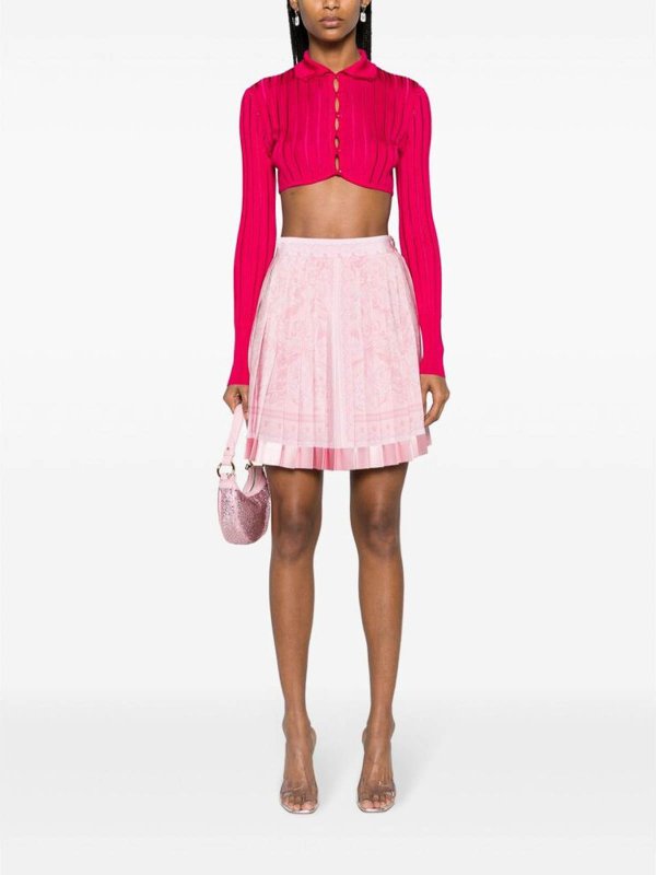 The Best Shops VERSACE: mini skirts - Blush pink barocco print blouse