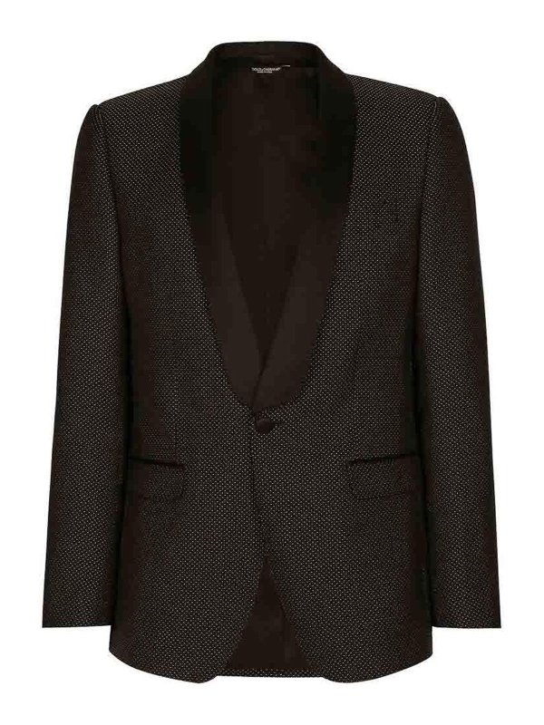 DOLCE & GABBANA: formal suits - Black micro-dot blazer