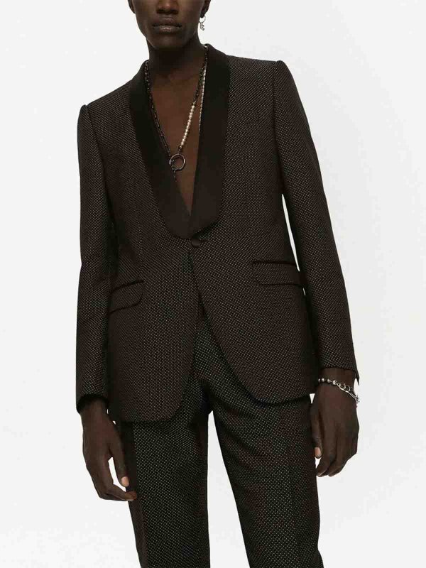 DOLCE & GABBANA: formal suits online - Black micro-dot blazer
