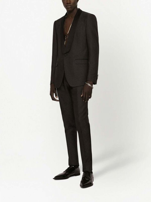Black micro-dot blazer shop online: DOLCE & GABBANA