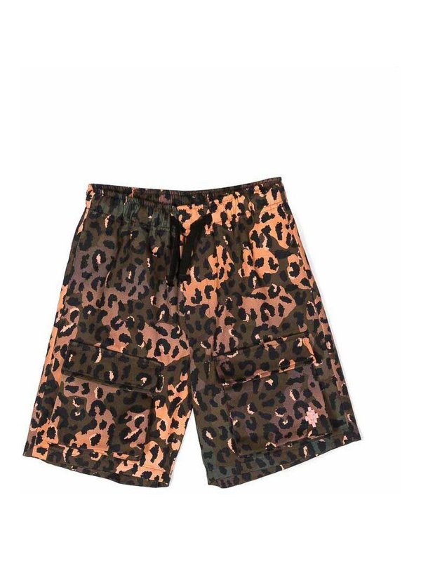 Marcelo Burlon County Of Milan: Trousers Shorts - Brown animal-print shorts