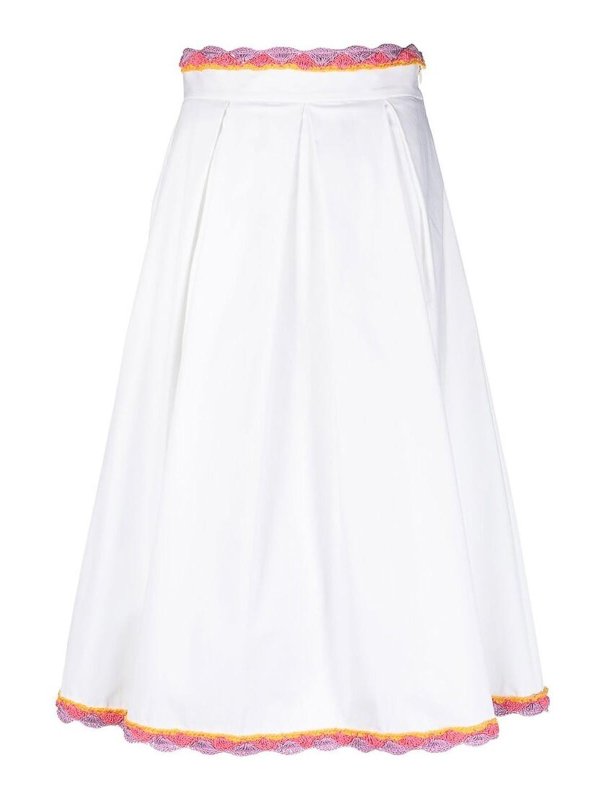 MOSCHINO: Knee length skirts & Midi - White lace-trim skirt