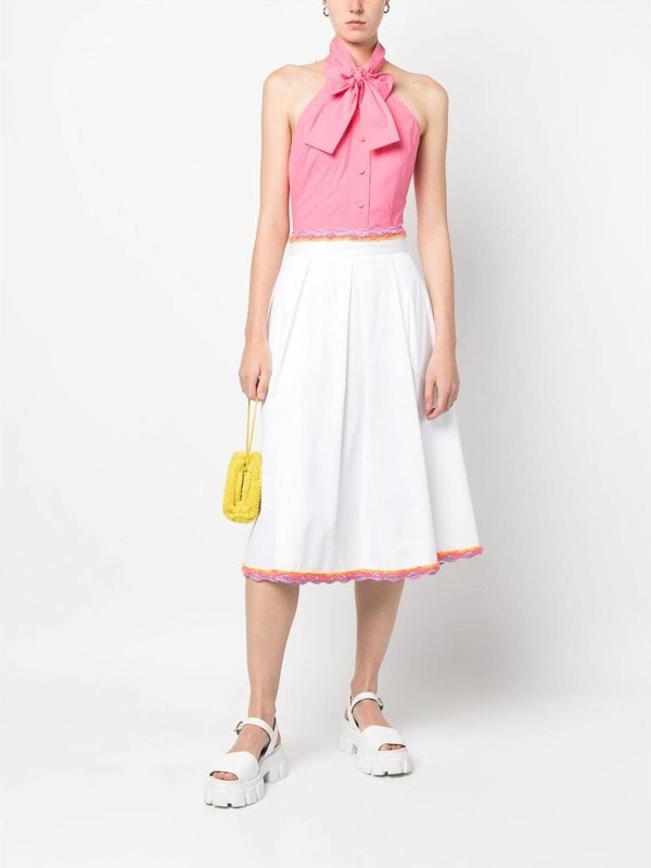 The Best Shops MOSCHINO: Knee length skirts & Midi - White lace-trim skirt