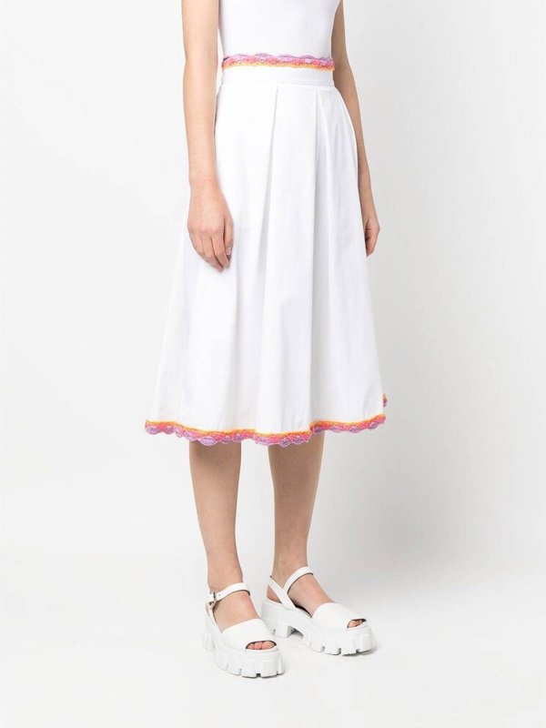 White lace-trim skirt shop online: MOSCHINO