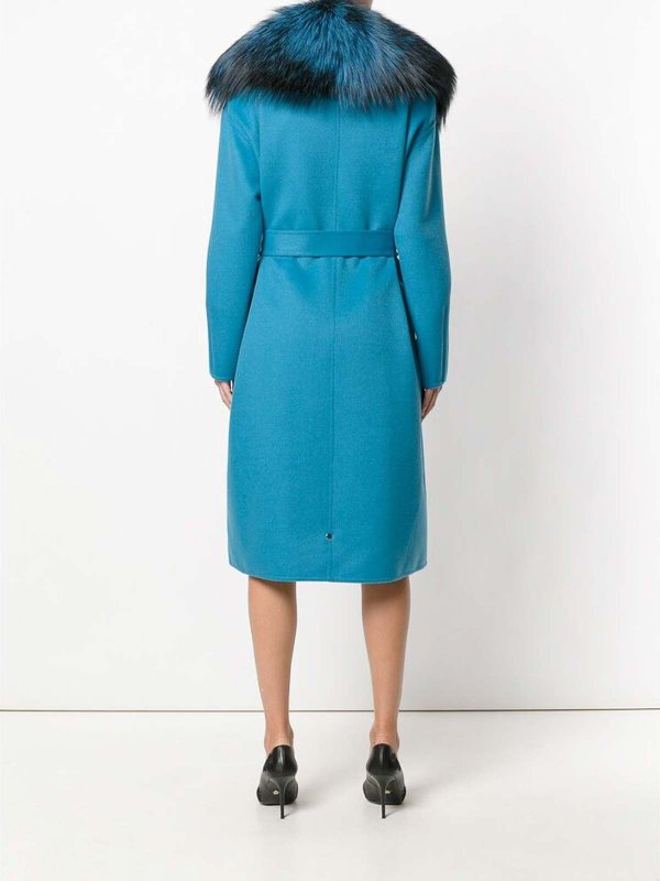 Manteau Au Genou - Bleu shop online: VERSACE