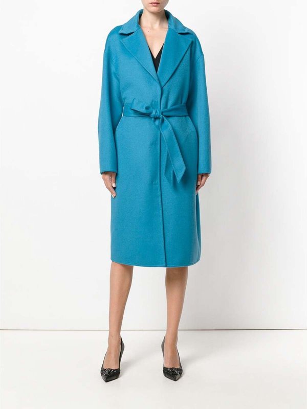 The Best Shops VERSACE: Manteau Au Genou - Bleu