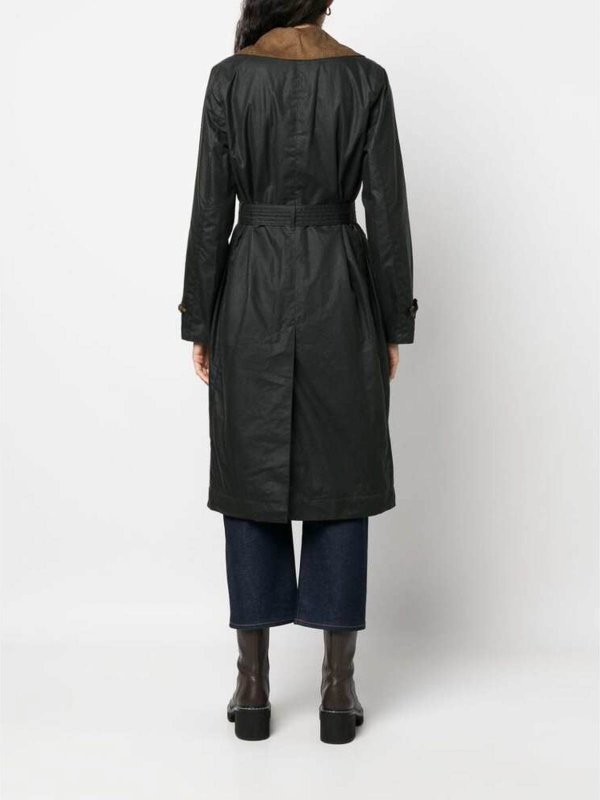 The Best Shops BARBOUR: knee length coats - Double-breasted belted coat