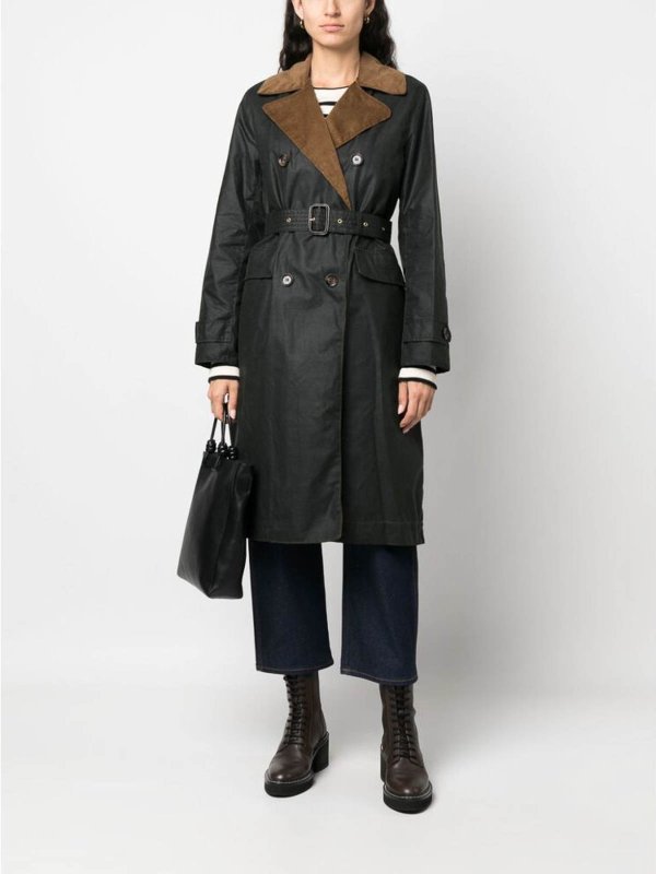 Double-breasted belted coat shop online: BARBOUR
