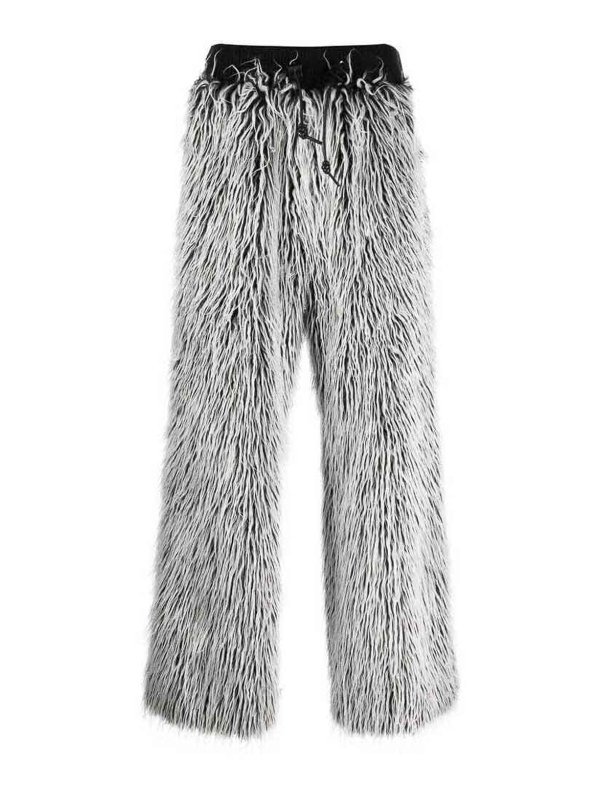 DOLCE & GABBANA: casual trousers - Faux-fur tailored-cut trousers