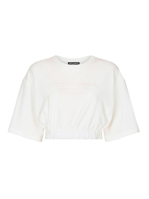 DOLCE & GABBANA: t-shirts - Elasticated-waistband cotton-blend t-shirt