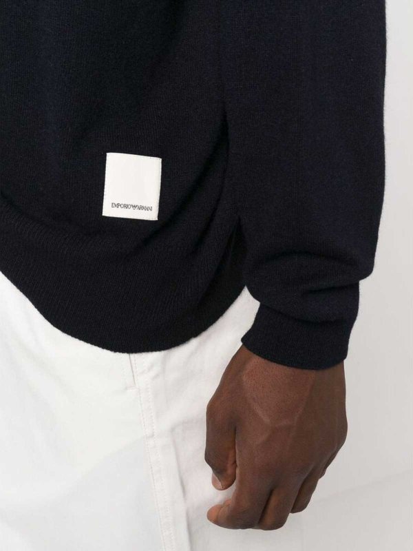 クルーネック - ブルー shop online: EMPORIO ARMANI