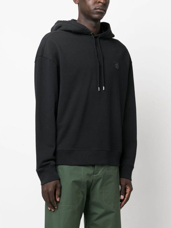 MAISON KITSUNÉ: Sweatshirts & Sweaters online - Jet black fox-motif hoodie