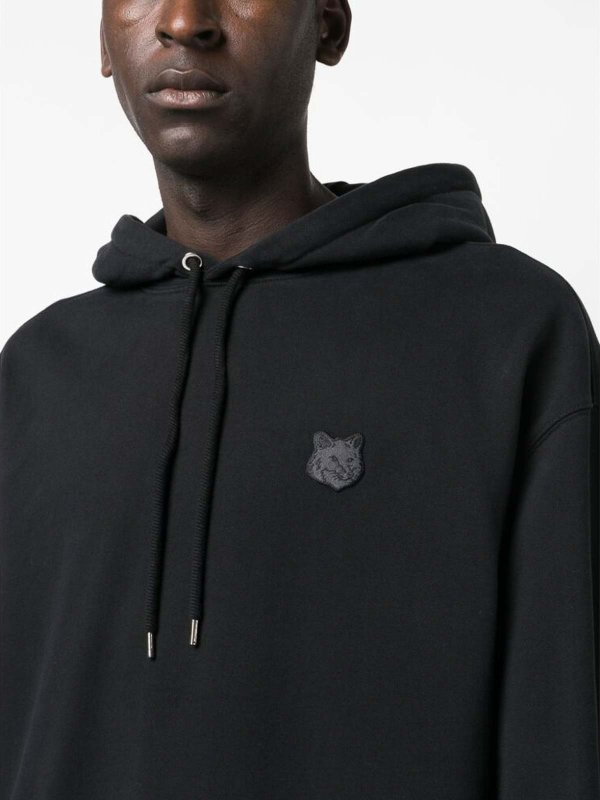 The Best Shops MAISON KITSUNÉ: Sweatshirts & Sweaters - Jet black fox-motif hoodie