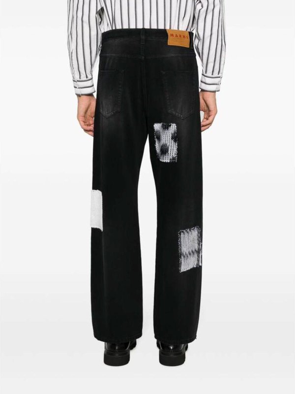 The Best Shops Marni: straight leg jeans - Black denim washed patchwork jeans