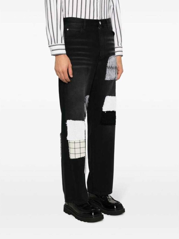 Black denim washed patchwork jeans shop online: Marni