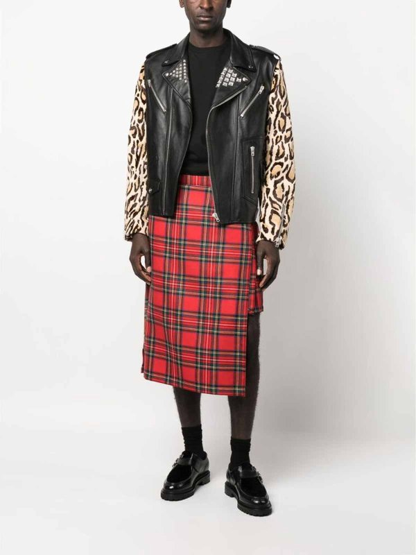 Leopard-print biker jacket shop online: MOSCHINO