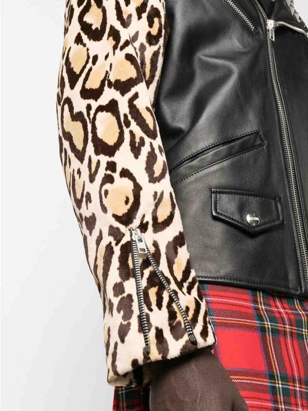 MOSCHINO buy online Leopard-print biker jacket