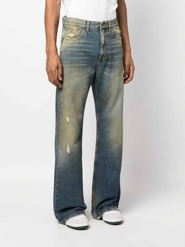 Ripped straight-leg jeans shop online: Palm Angels