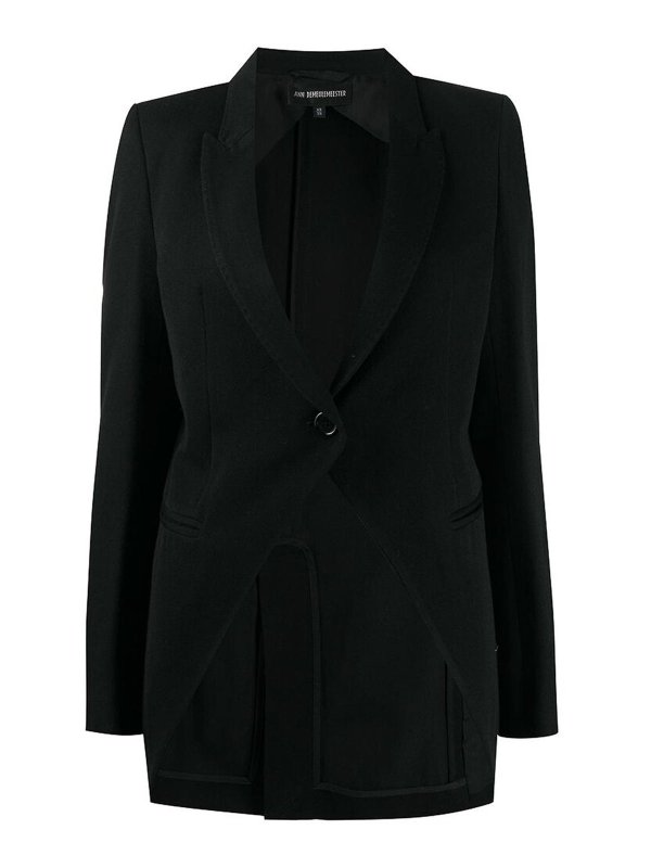 ANN DEMEULEMEESTER: blazers - Black cavalier blazer