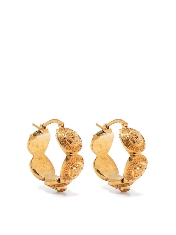 VERSACE: Earrings - Gold-tone medusa hoop earrings