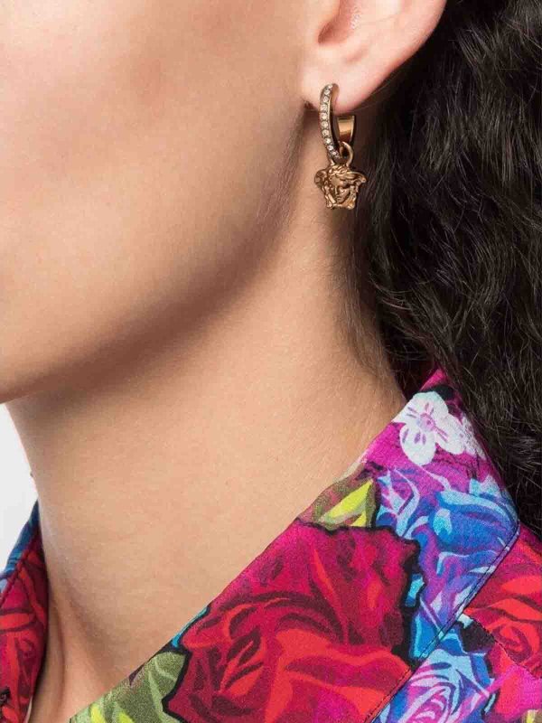 VERSACE: Earrings online - Gold-tone medusa hoop earrings