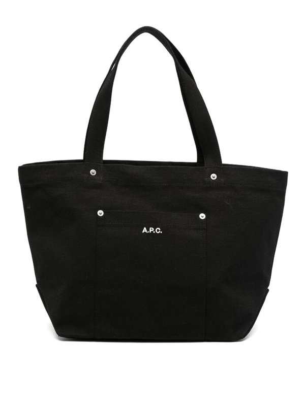 A.P.C.: shoulder bags - Black texture two flat shoulder straps