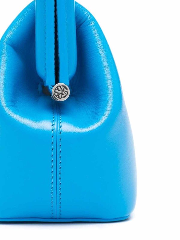 Lapis blue debossed logo bag shop online: ALEXANDER MCQUEEN