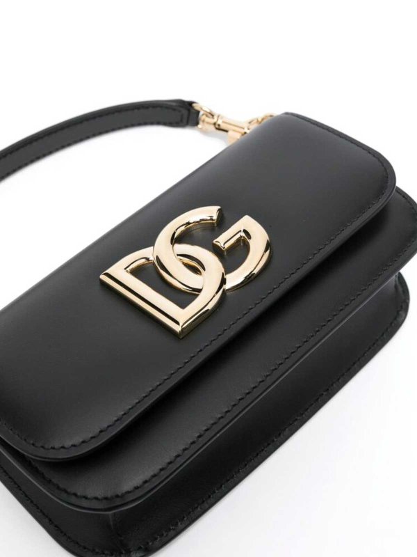 The Best Shops DOLCE & GABBANA: shoulder bags - Black logo foldover shoulder bag